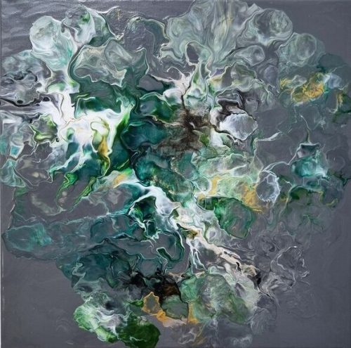 Green Light, 20x20 Inches, Acrylic on Canvas, 2023 - Image 1